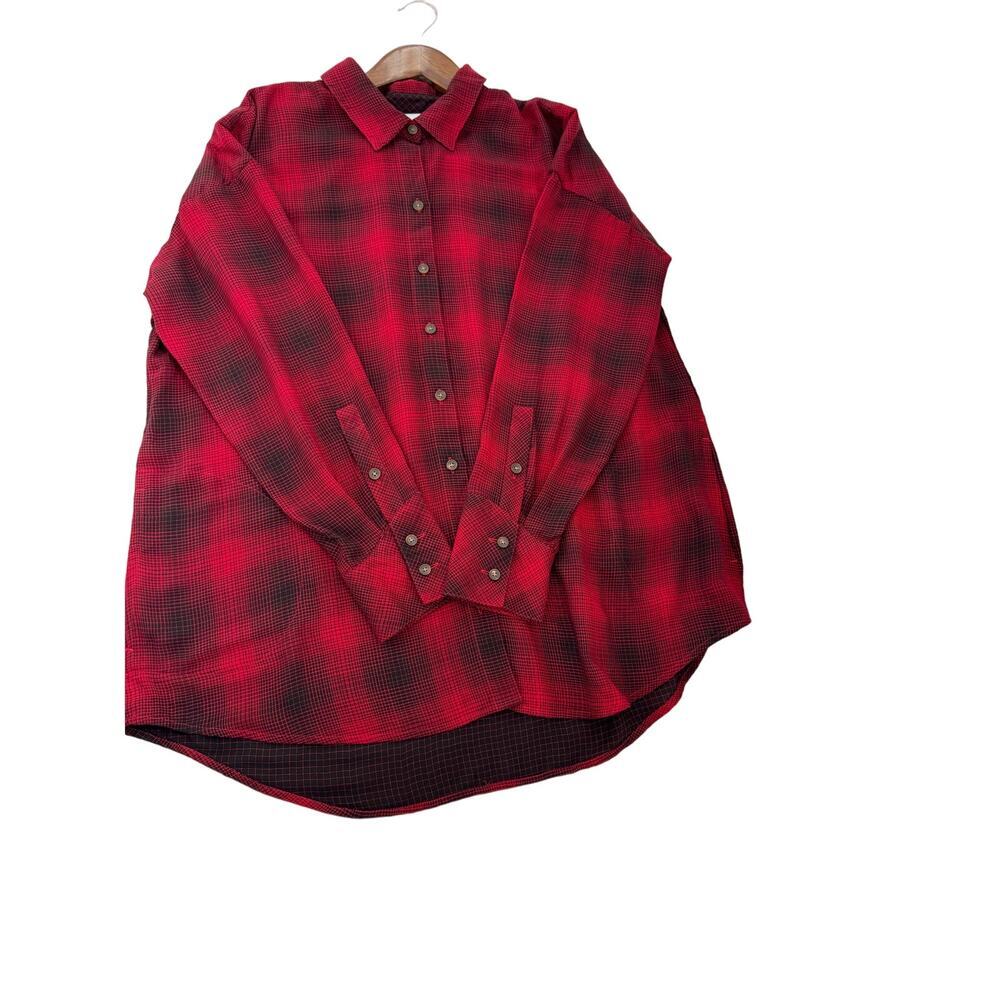 J.Jill Women's Red & Black Plaid Button-Up Shirt Size M - Picture 5 of 6